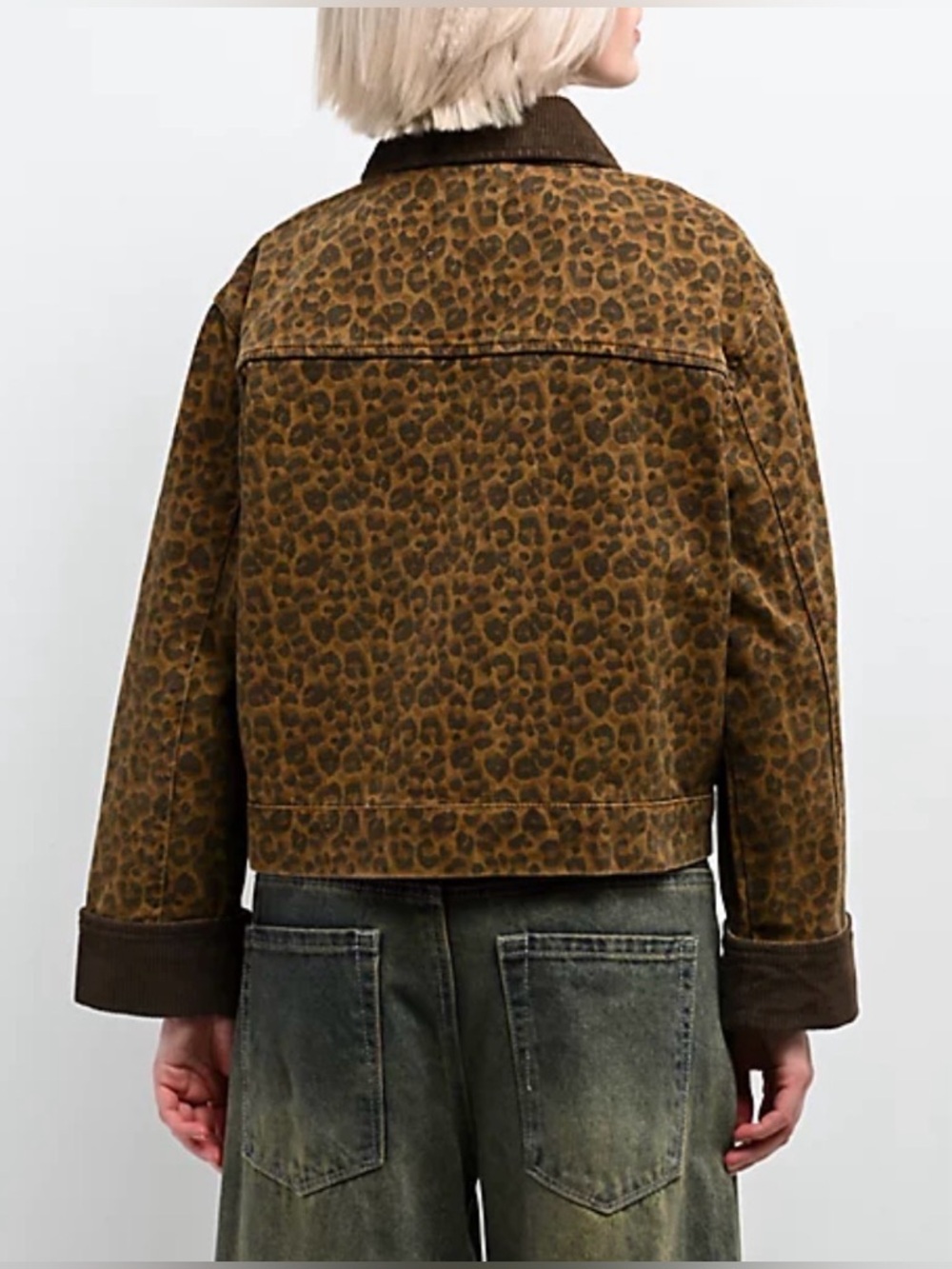 STOOSH Cheetah Brown Wash Crop Barn Jacket - Picture 2 of 7